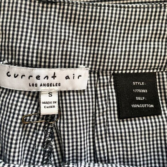 CURRENT AIR BLACK WHITE CHECKS WIDE CROPPED LEG BELTED PANTS - S - Picture 3 of 8